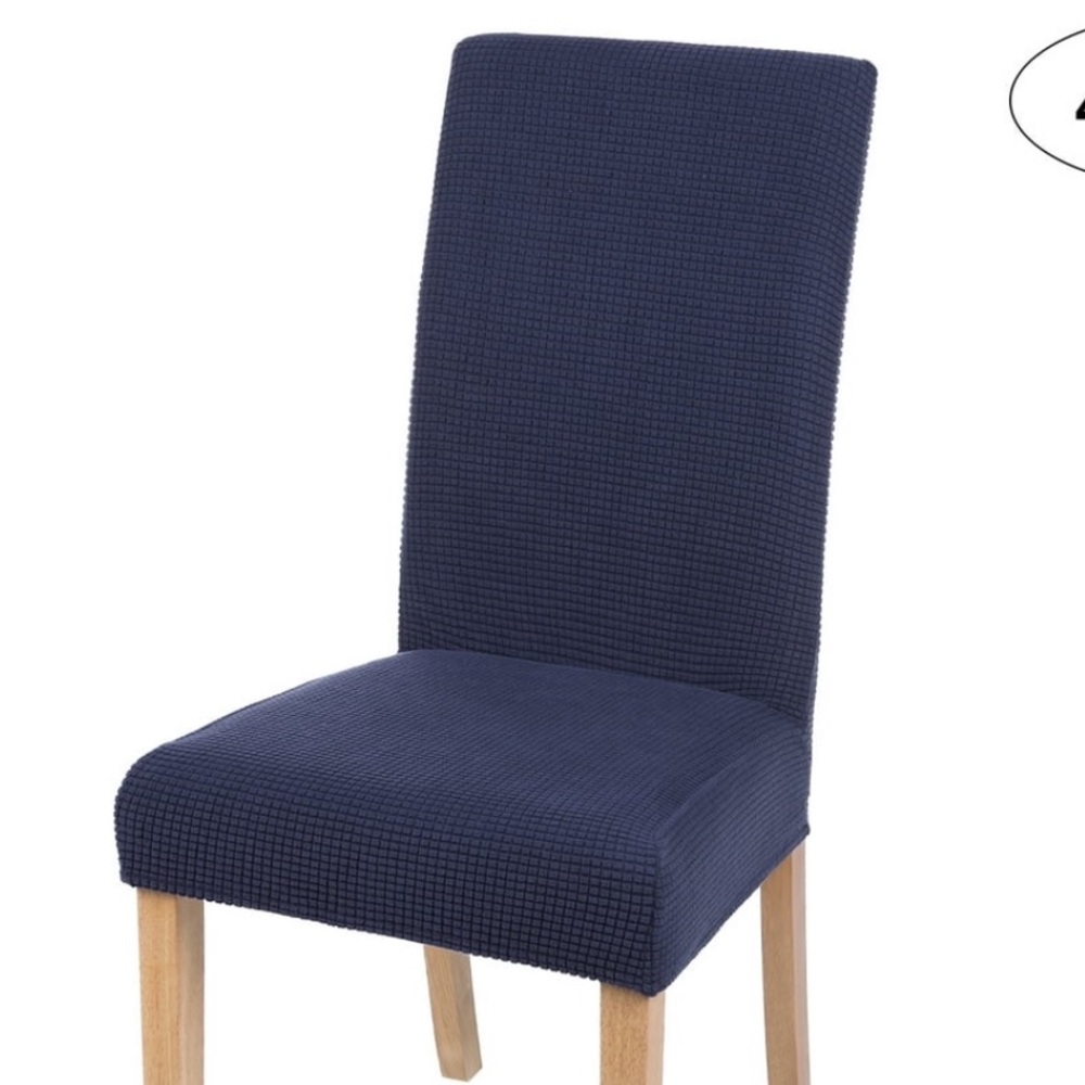 Set of 3 Navy Stretch Dining  Chair Covers - Smiry